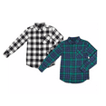 thumbnail image 1 of 2-Pack Boy's Flannel Shirts, 6/7, Black/Green, 1 of 2
