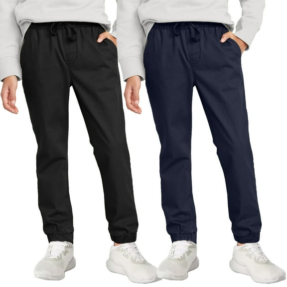 2-Pack Boy's Slim Fitting Cotton Stretch Classic Twill Joggers