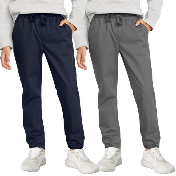 2-Pack Boy's Slim Fitting Cotton Stretch Classic Twill Joggers