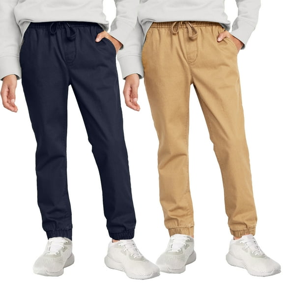 2-Pack Boy's Slim Fitting Cotton Stretch Classic Twill Joggers