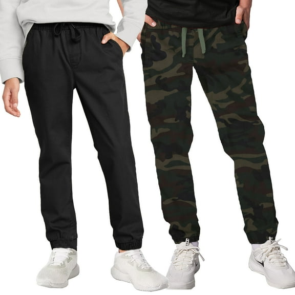 2-Pack Boy's Slim Fitting Cotton Stretch Classic Twill Joggers