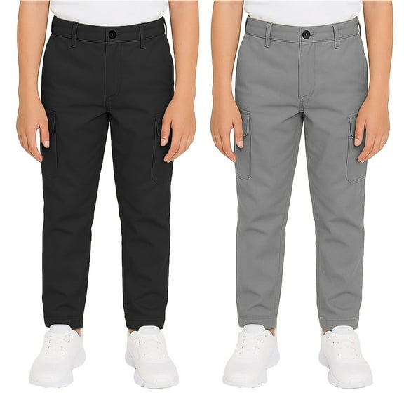 2-Pack Boy’s Super Stretch Cotton Cargo Pants – Comfortable & Functional Fit