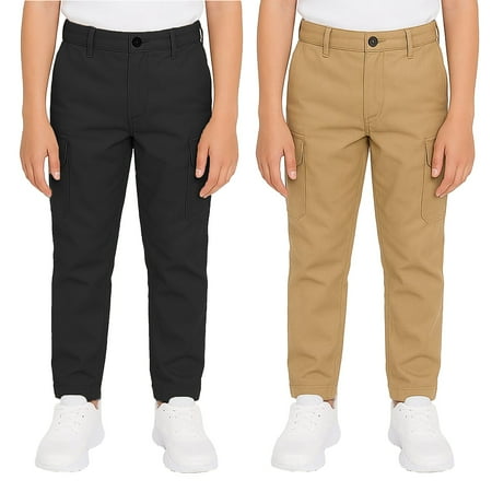 2-Pack Boy’s Super Stretch Cotton Cargo Pants – Comfortable & Functional Fit
