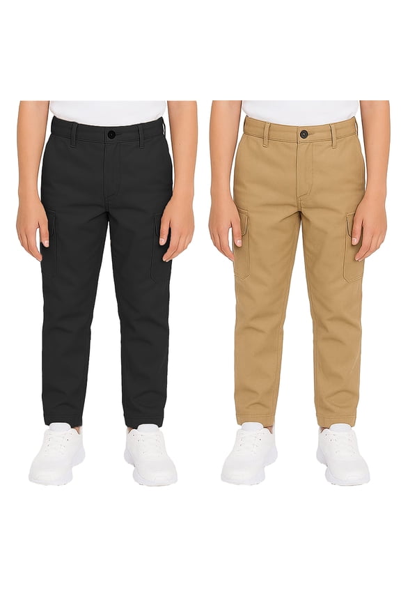 2-Pack Boy’s Super Stretch Cotton Cargo Pants – Comfortable & Functional Fit