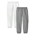 thumbnail image 1 of 2 Pack  Boys Girls Essential Sweatpants - Active Youth Fleece Pants, Heather Grey & White Small, 1 of 4