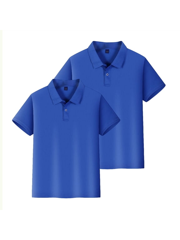 2 Pack Boys Girls Uniform Shirts Kids Polo Shirt Collared Short Sleeve Boy Uniforms 2026 Girls Back to School Clothes 3-12 Y Royal Blue,5-6 Years
