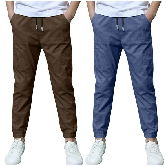 2 Pack Boys Jogger Pants Elastic Waisted Sweatpants Teen Boys Running Trousers Kids School Uniform Fall School Outfits