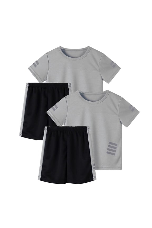 2 Pack Boys Outfits Summer Casual Short Sleeve Crewneck Althetic Top And Boyshorts Kids Clothes Boys Size 5-14