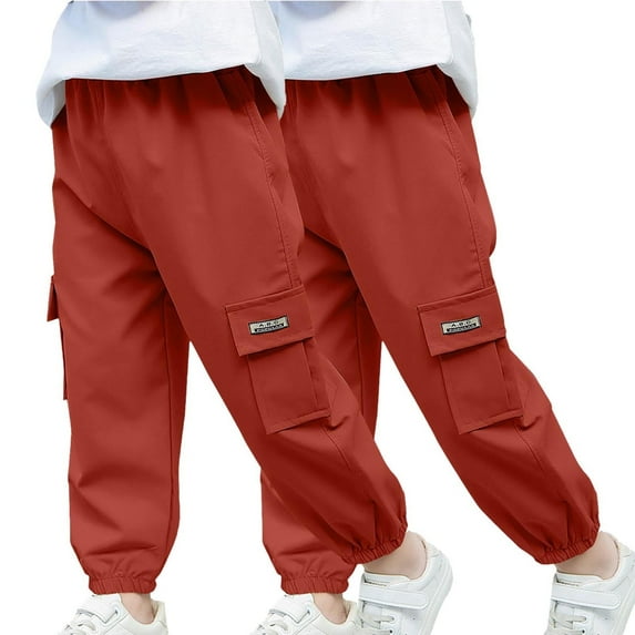 2 Pack Boys Pants Size 10 Cute Baggy Pants Elastic High Wait Cargo Sweatpants with Pockets Cotton Joggers Lounge Straight Cargo Pants Athletic Gym Trousers Pants Pantspantalones Para Ninos