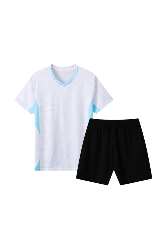 2 Pack Boys' Soccer Jerseys, Quick Dry Athletic Short Sleeve V Neck T-Shirts for Youth Kids, Performance Tops Activewear Size 2XS-XL White