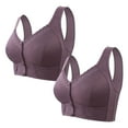thumbnail image 1 of 2 Pack Bra Front Closure Ladies Comfort Plus Size Breathable Underwear Full Coverage Everyday Bras for Old Women (5XL, Purple), 1 of 2