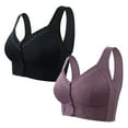 thumbnail image 1 of 2 Pack Bra Front Closure Ladies Comfort Plus Size Breathable Underwear Full Coverage Everyday Bras for Old Women (S, Purple A), 1 of 2