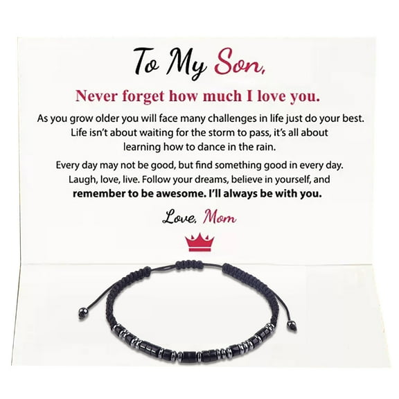 (2 Pack) Bracelets For My Son You Forever Black Christmas Birthday For Son Boy Unique Stylish Keepsake
