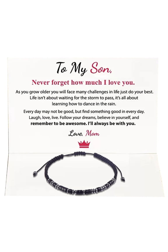 (2 Pack) Bracelets For My Son You Forever Black Christmas Birthday For Son Boy Unique Stylish Keepsake