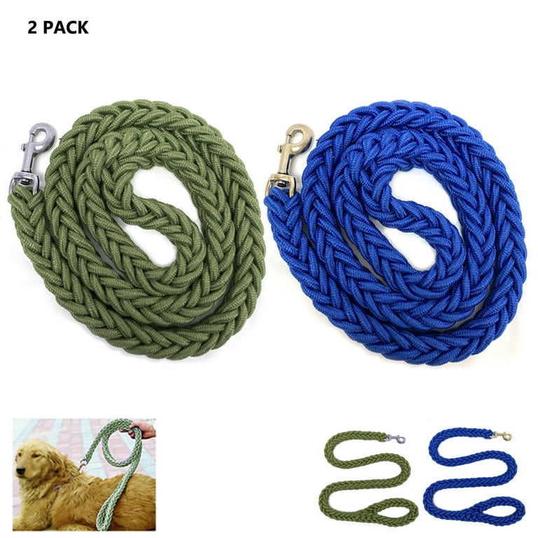 Braided Dog Leash Heavy Duty Nylon Training Walking Thick Rope Medium Large Dogs, Blue