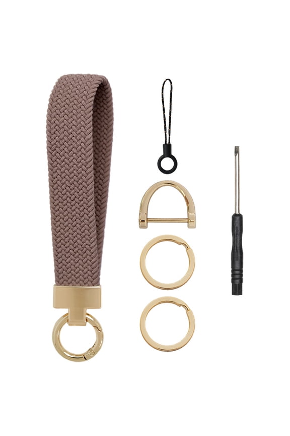 2-Pack Braided Keychain Wristlet, Heavy-Duty Key Lanyard Strap with Metal Clasp, Woven Key Holder