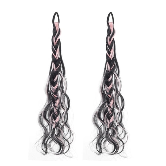 2 Pack Braided Ponytail Extension with Hair Tie, Stylish Messy Wrap Around Twists Braid Pony Tail Synthetic Hairpiece