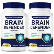 2 عبوة من حبوب الذاكرة Brain Defender كبسولات Brain Defend Pro الرسمية للذاكرة والتركيز والدعم المعرفي، فيتامينات للوضوح العقلي، مراجعات 120 كبسولة