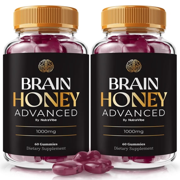 (2 Pack) Brain Honey Advanced – Daily Formula with a Natural Blend to Help Maintain Focus, Memory & Concentration | Clean, Gentle, Easy-to-Chew gummies for Everyday Sharpness (120 Gummies)