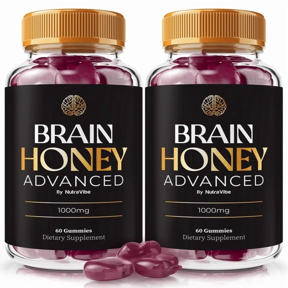 (2 Pack) Brain Honey Advanced Daily Formula with a Natural Blend to Help Maintain Focus, Memory & Concentration | Clean, Gentle, Easy-to-Chew gummies for Everyday Sharpness (120 Gummies)