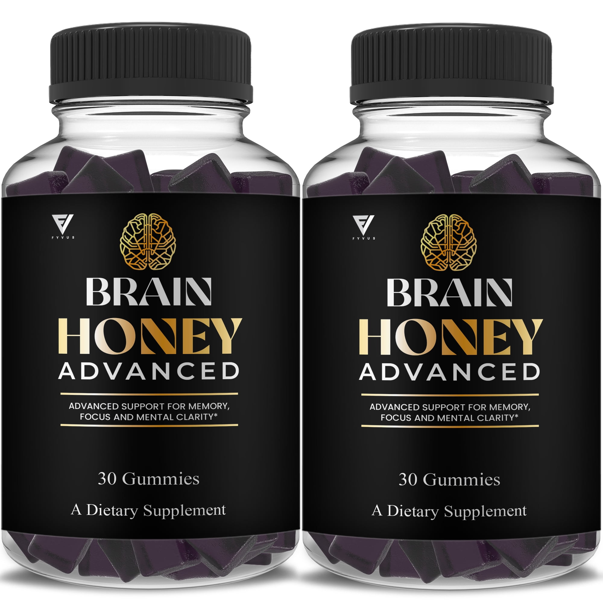 (2 Pack) Brain Honey Advanced With Manuka Honey, Brain Honey Nootropic Gummy (60 Gummies)