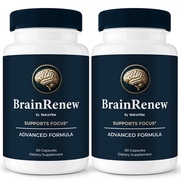 (2 Pack) BrainRenew Pills Daily Formula with a Natural Blend to Help Maintain Focus, Memory & Concentration | Clean, Gentle, Easy-to-Swallow Capsules for Everyday Sharpness (120 Capsules)