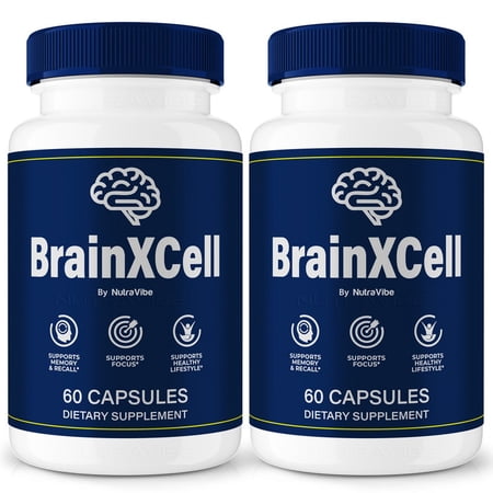 (2 Pack) BrainXCell – Daily Formula with a Natural Blend to Help Maintain Focus, Memory & Concentration | Clean, Gentle, Easy-to-Swallow Capsules for Everyday Sharpness (120 Capsules)