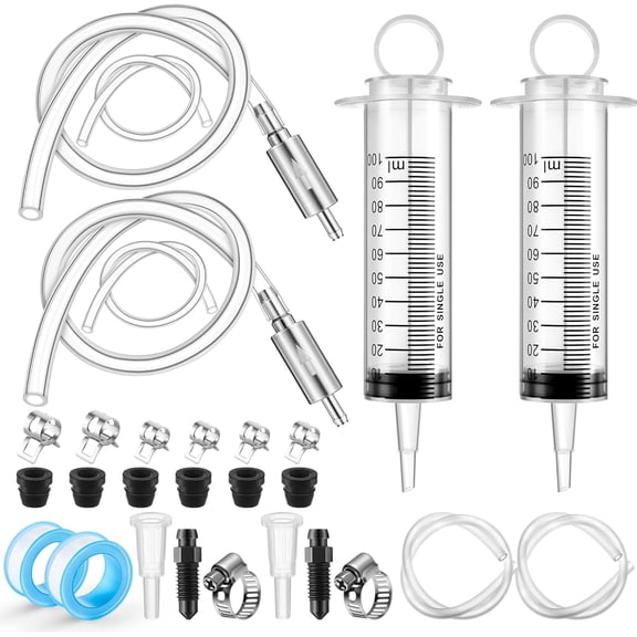 2 Pack Brake Bleeder Kit with One-Way Check Valve, 100ML Syringe & 50cm Hose, Hydraulic Disc Clutch Bleeding Tool for Motorcycle, Car, Scooter & Quads