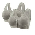 thumbnail image 1 of 2-Pack Bras for Women Button Front Closure New Front Button Closure Comfort No Underwire Everyday Wear Floral Embroidered Lace Bras R-21 Gray S, 1 of 3