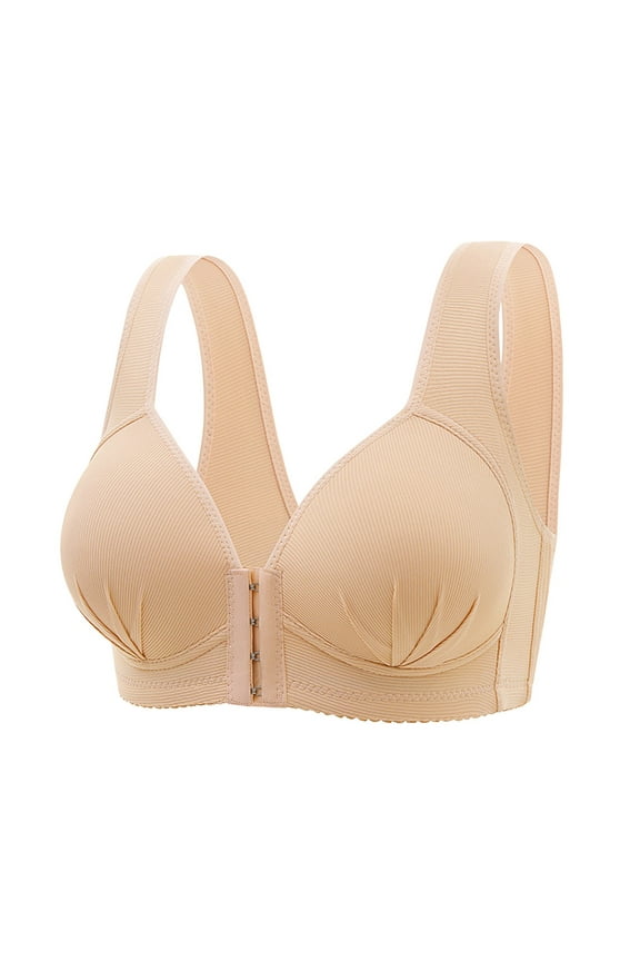 2 Pack Bras for Women Front Side Buckle Lace Edge Without Steel Ring Movement Seamless Gathering Adjustment Yoga Sleep Large Bras