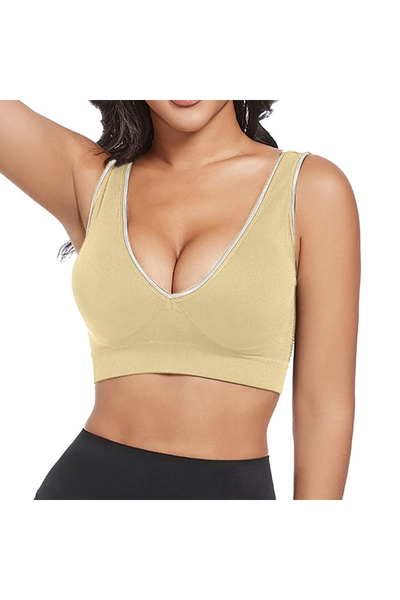 2 Pack Bras for Women Front Side Buckle Lace Edge Without Steel Ring Movement Seamless Gathering Adjustment Yoga Sleep Large Bras