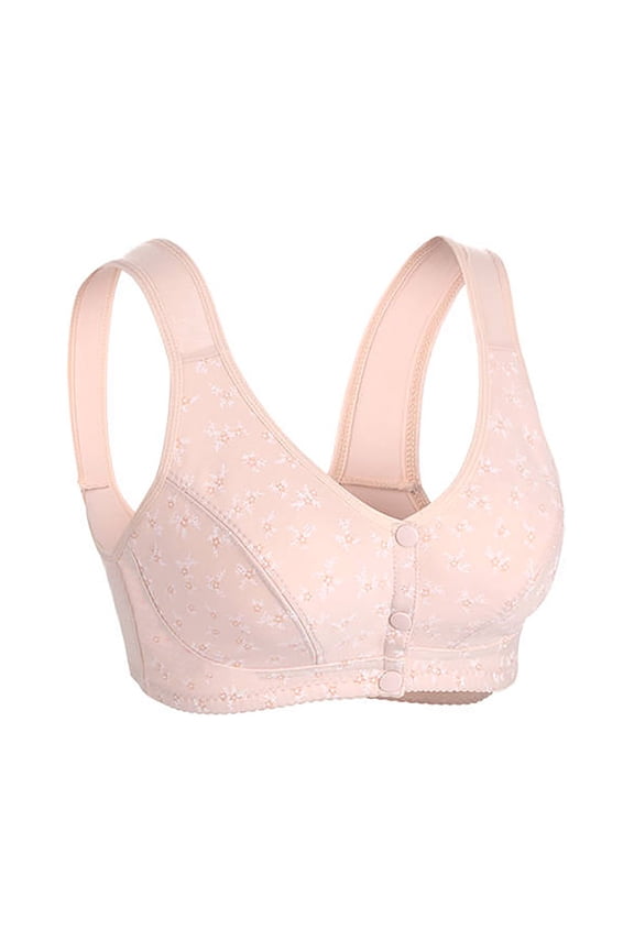 2 Pack Bras for Women No Underwire Floral Front Closure Light Lift Bralette Underwear,A,C