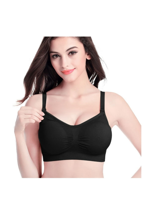 2 Pack Bras for Women No Underwire Nursing Camisole Clip Down Removable Pads Underwear,Black,XL
