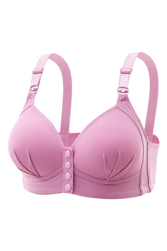 2 Pack Bras for Women No Underwire Nursing Front Closure Side Support Light Cup Underwear,Purple,46