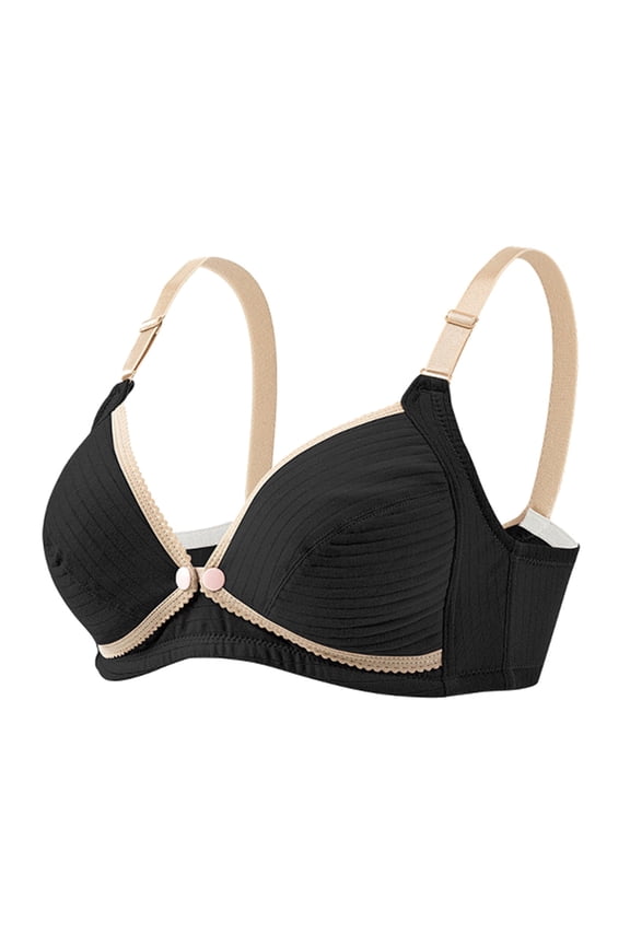 2 Pack Bras for Women No Underwire Nursing Front Opening Clip Down Maternity Underwear,Black,85