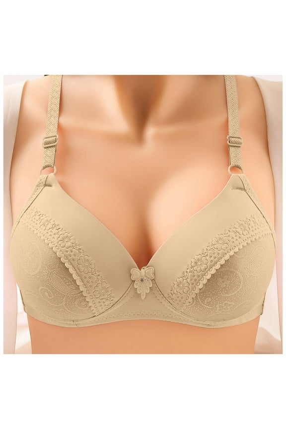 2 Pack Bras for Women No Underwire Petite Cup Light Support Comfort Fit Bralette Underwear,Beige,50A