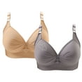 thumbnail image 1 of 2 Pack Bras for Women No Underwire Push up Comfort Bra Solid Color Seamless Plus Size Sleep Bra Top Everyday Brassiere, 1 of 9