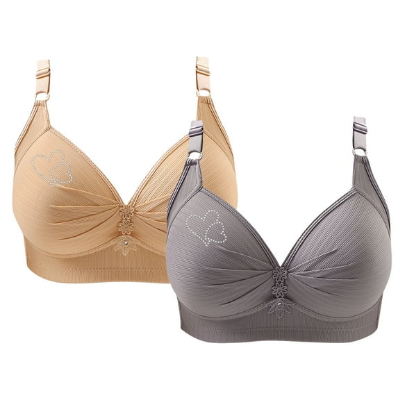2 Pack Bras for Women No Underwire Push up Comfort Bra Solid Color Seamless Plus Size Sleep Bra Top Everyday Brassiere