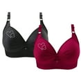 thumbnail image 1 of 2 Pack Bras for Women No Underwire Push up Comfort Bra Solid Color Seamless Plus Size Sleep Bra Top Everyday Brassiere, 1 of 9