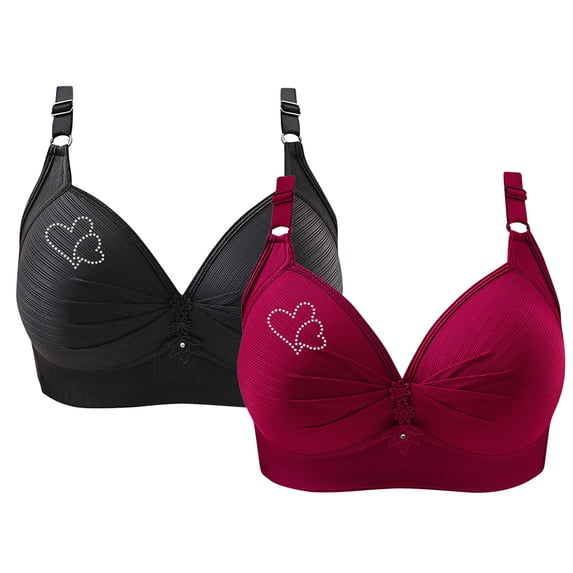 2 Pack Bras for Women No Underwire Push up Comfort Bra Solid Color Seamless Plus Size Sleep Bra Top Everyday Brassiere