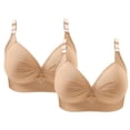 thumbnail image 1 of 2 Pack Bras for Women No Underwire Push up Comfort Bra Solid Color Seamless Plus Size Sleep Bra Top Everyday Brassiere, 1 of 6
