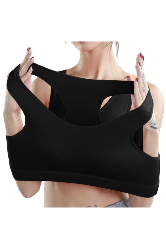 2 Pack Bras for Women No Underwire Running Light Support Removable Pads Sports Underwear,Black,L