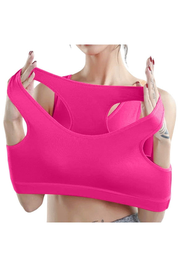 2 Pack Bras for Women No Underwire Running Light Support Removable Pads Sports Underwear,Red,M