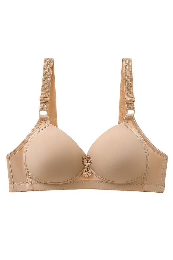 2 Pack Bras for Women No Underwire Solid Floral Light Breathable Comfort Fit Underwear,Grey,E