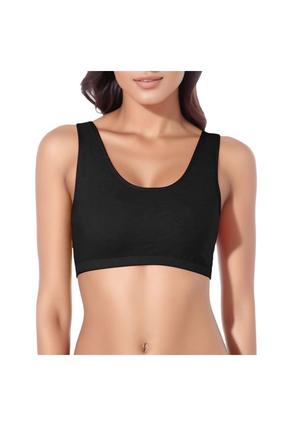 2 Pack Bras for Women No Underwire Sports Lift Push Up Wide Strap Plus Size Underwear,Black,M