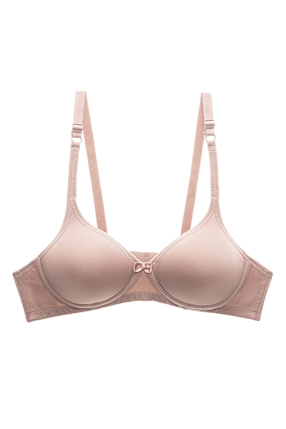 2 Pack Bras for Women No Underwire Two Hook Back Comfort Soft Cup Everyday Underwear,Beige,38