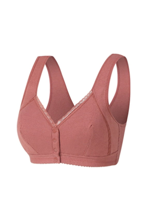 2 Pack Bras for Women No Underwire Yoga Sleep Front Closure Relaxed Fit Bralette Underwear,Brown,100