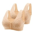 thumbnail image 1 of 2 Pack Bras for Women Plus Size Daisy Bras for Seniors Front Closure Wireless Sports Bras Comfortable Everyday Bra, 1 of 5