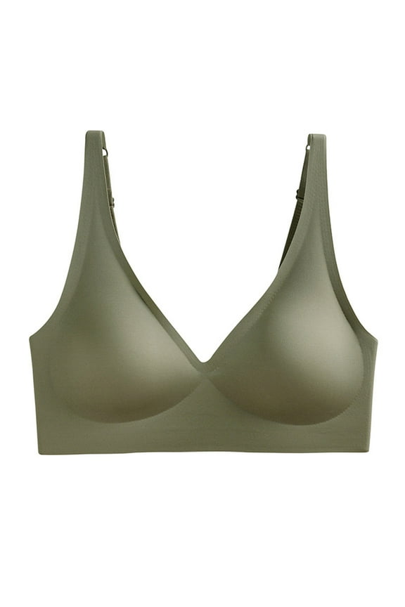 2 Pack Bras for Women Seamless Molded Light Sports Support Contour Bralette Underwear,Green,XL