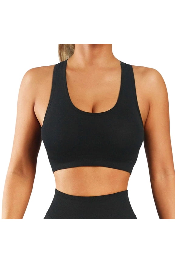 2 Pack Bras for Women Seamless Sports High Workout Yoga Top Non Padded Wire Bralette Supportive Fitness Activewear Bras